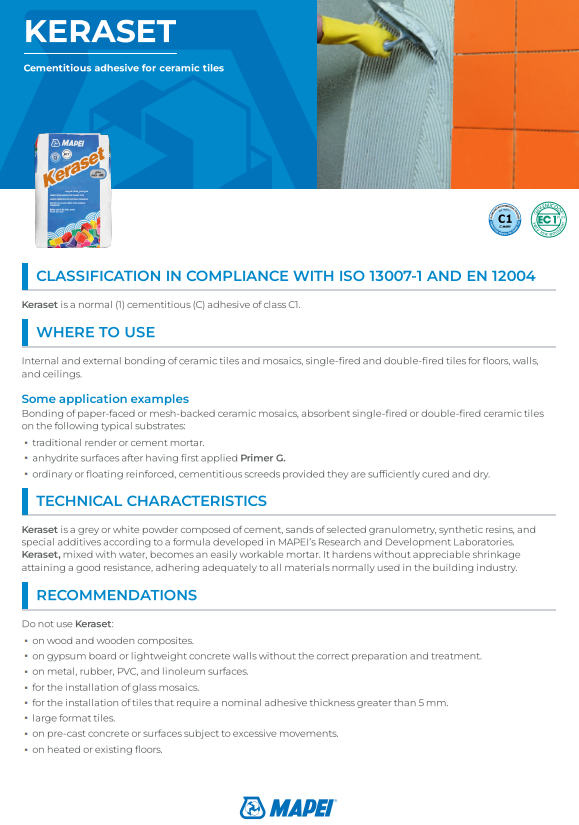 Mapei Keraset Tile Adhesives image 2